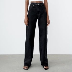 ZARA Wide Leg Jeans Black 26 (US 2) Full Length